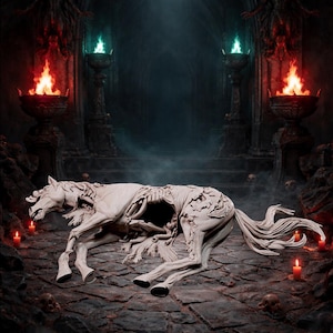 Zombie Horse Corpse Miniature for DnD Pathfinder | Undead Warhorse Terrain 28mm 32mm 75mm | 6.5 Inch Dark Fantasy Collectible Statue