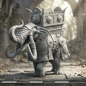 War Elephant Miniature Armored Beast Mount 32mm 54mm DnD Siege Creature Fantasy RPG Resin Mini Figure