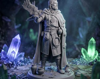 Waldläufer Falkner Miniatur 32 mm 28 mm DnD Jäger Krieger Falke Begleiter RPG Mini Figur Noble Scout 75 mm 6-Zoll-Sammlerstück