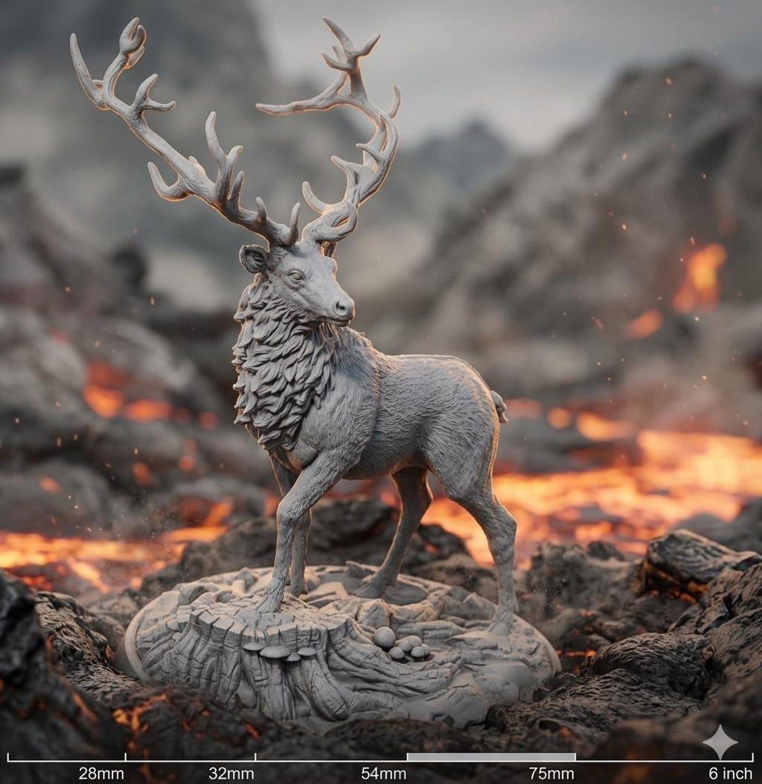 Giant Stag Miniature 32mm Fantasy Deer Spirit Animal Dnd Companion