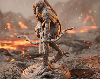 Elf Ranger Archer Miniature 32mm DnD Figure Bow Hunter Warrior Lava Fantasy RPG Mini 28mm 54mm 75mm 6 Inch Collectible