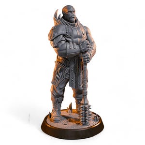 Orc Warlord Miniature | Resin Fantasy Warrior with Spiked Mace | Tabletop RPG, D&D, Pathfinder, Wargaming Collectible