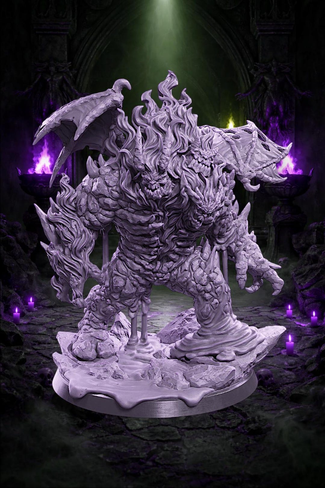 Winged Molten Infernal Demon Miniature | Fire and Lava Monster for D&D ...