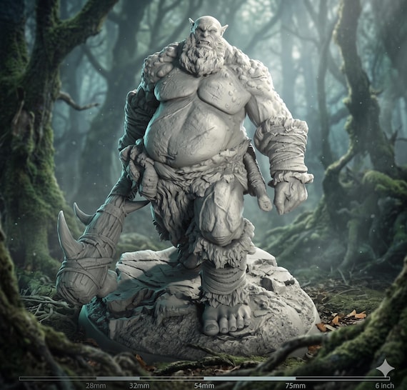 Ogre Giant Miniature, Brutal Club Wielder, Forest Enforcer RPG