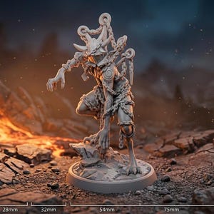 Chained Demon Miniature Lava Creature 32mm 28mm DnD Infernal Monster Bound Fiend RPG Mini Figure Fire Imp 75mm 6 Inch