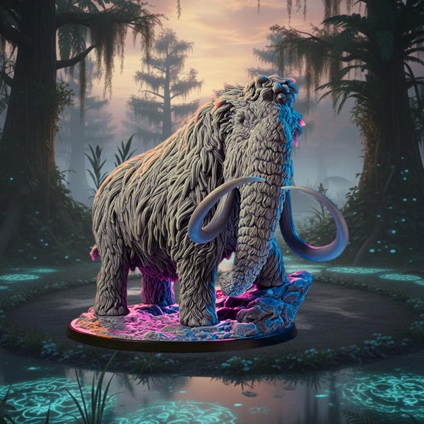 Woolly Mammoth Miniature – Massive Fantasy Beast for DnD RPG Encounters – 28mm 32mm 54mm 75mm 6-Inch Statue