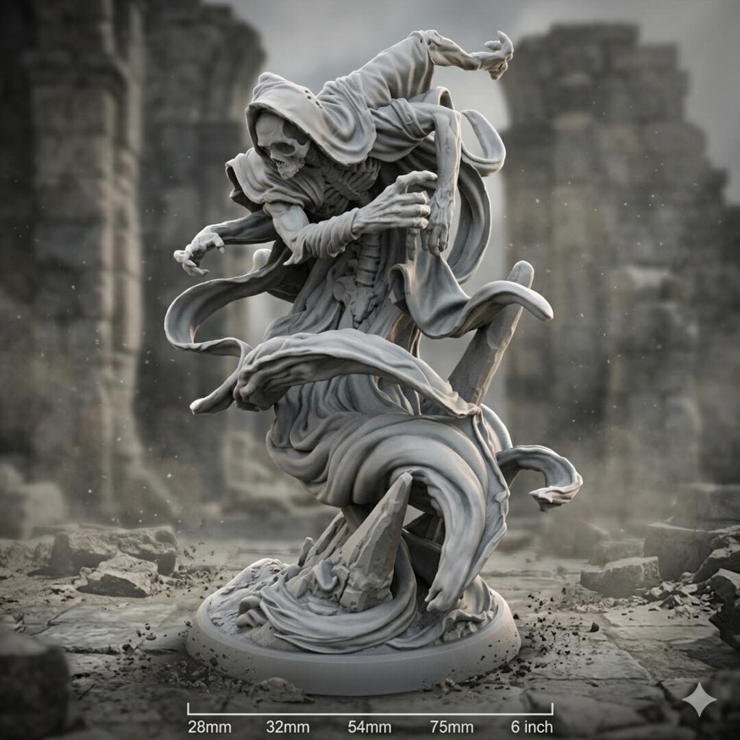 Wraith Reaper Miniature Dnd Undead Boss, Cloaked Necromancer Spirit ...