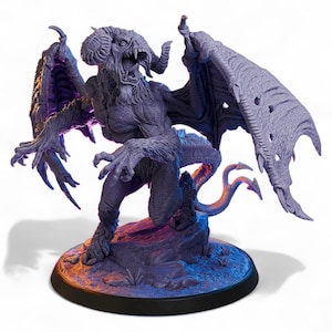Demonic Beast Miniature | Winged Demon Lord Resin Model | DnD Pathfinder RPG Monster | 28mm 32mm 75mm 6.5&quot; Unpainted | Tabletop Boss Figure