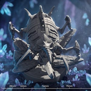 Miniatura di ragno meccanico di cristallo, costrutto arcano, guardiano meccanico nanico, figura nemica per giochi di ruolo 28 mm 32 mm 54 mm 75 mm 6 pollici