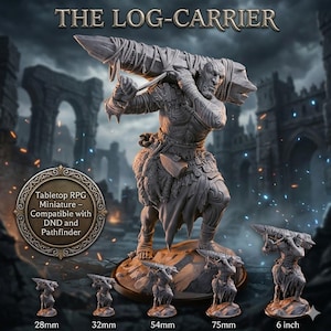 Jätteminiatyr i underjordisk gruva – Dungeon Guardian i harts med stenvapen | D&D, RPG, Krigsspel, Fantasy, Resinmonsterfigur