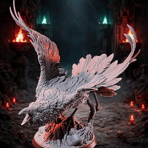 Raven of Shadows Resin Miniature | Gothic Bird Statue, Tabletop RPG