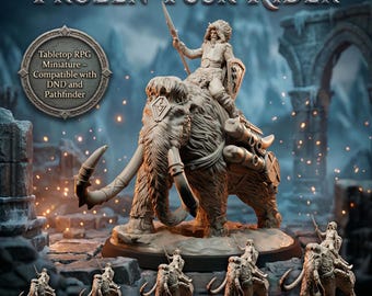 Mammoth Rider Miniature | Norse Warrior on War Mammoth Resin