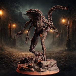 Alien Xenomorph Horror Miniature | Sci-Fi Monster Tabletop Miniature for D&D, Pathfinder, Wargames and Collectors | Unpainted Resin