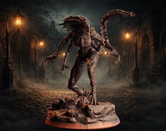 Alien Xenomorph Horror Miniature | Sci-Fi Monster Tabletop Miniature for D&D, Pathfinder, Wargames and Collectors | Unpainted Resin