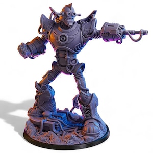 Retro Mech Robot Miniature | Sci-Fi Resin Model for Tabletop Wargaming | 28mm 32mm 75mm Scale | Steampunk Mecha Figure for DnD TTRPG