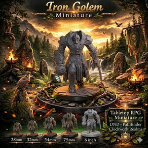 Heavy Armored Knight Enforcer Miniature 28mm 32mm 54mm 75mm 6 Inch Fantasy Juggernaut Statue