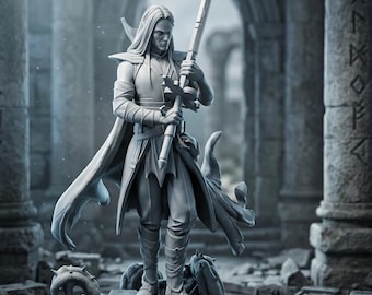 High Elf Warrior Miniature Paladin Knight 32mm 75mm DnD Figure Holy Swordsman Resin Mini Elf Champion 6.5in Collectible