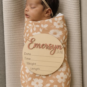 Personalized Birth Announcement Sign for hospital, Baby Name Sign, Birth Stats Baby Announcement Sign, Newborn Name Wood Sign, Name Plate