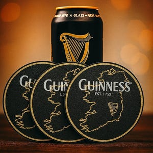 Anpassat Guinness-inspirerat underläggsset – 6 delar med hållare bild 1
