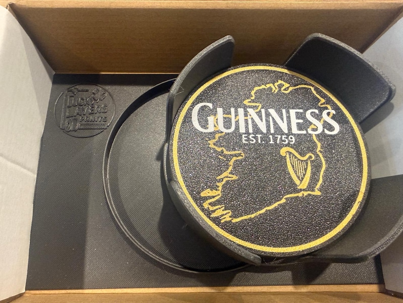 Anpassat Guinness-inspirerat underläggsset – 6 delar med hållare bild 2