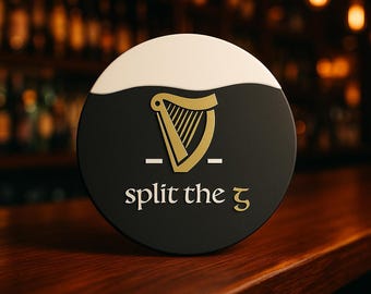 Irish-Inspired Guinness Style-Split The G Coaster - 6pcs with Holder