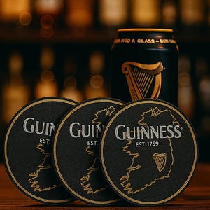 Anpassat Guinness-inspirerat underläggsset – 6 delar med hållare bild 3