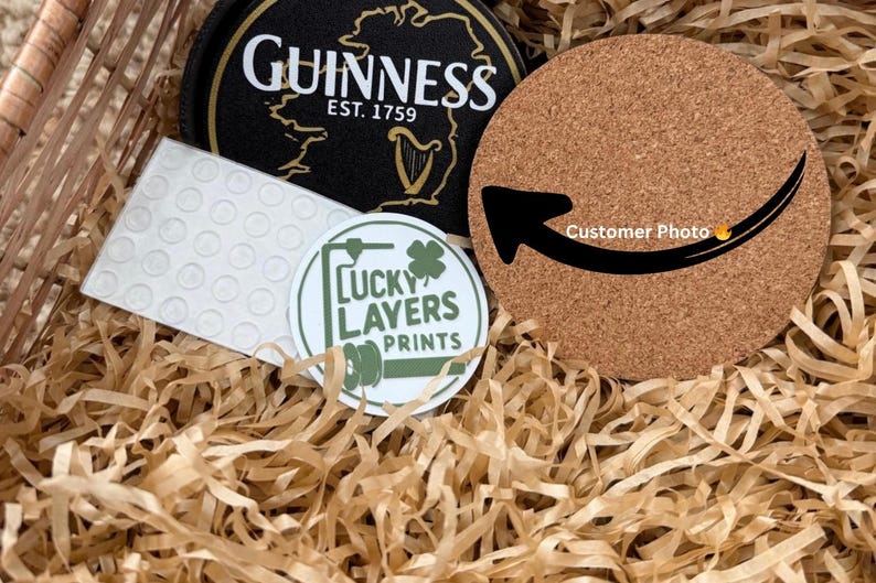Anpassat Guinness-inspirerat underläggsset – 6 delar med hållare bild 4