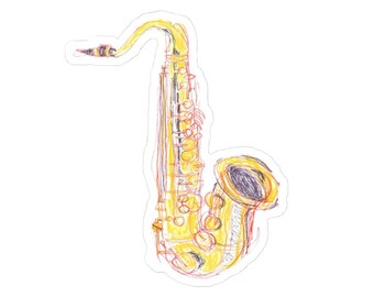Saxophone Kiss-Cut Sticker: Musikliebhaber Laptop Aufkleber