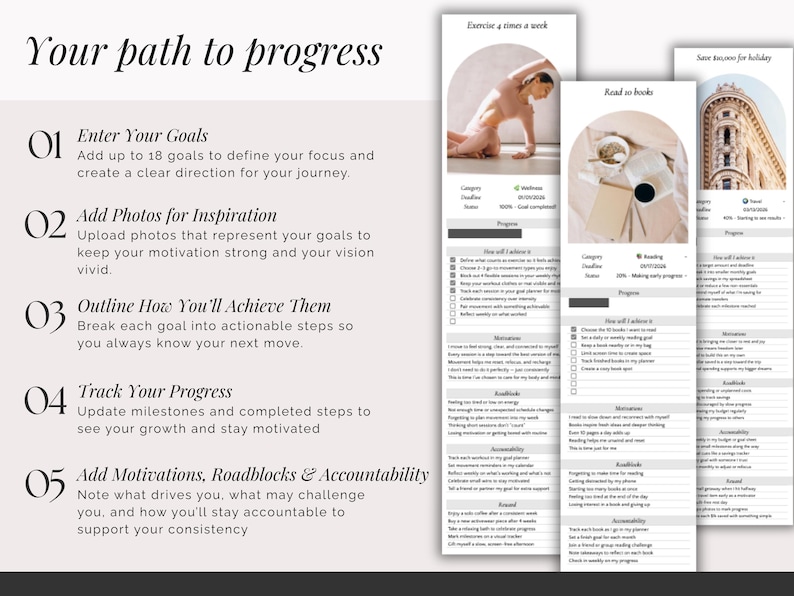 Goal Planner Spreadsheet Google Sheets Digital New Year Resolution ...