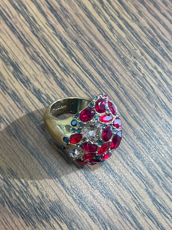 St. John Statement Ring, Multi-Color Swarovski Cr… - image 1