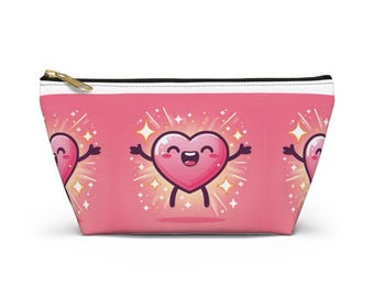 Heart Accessory Pouch: Fun Vegan Leather Makeup Bag & Travel Organizer
