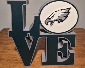 Philadelphia Eagles LOVE Sign – 3D Printed PLA Décor | Philly Football Gift