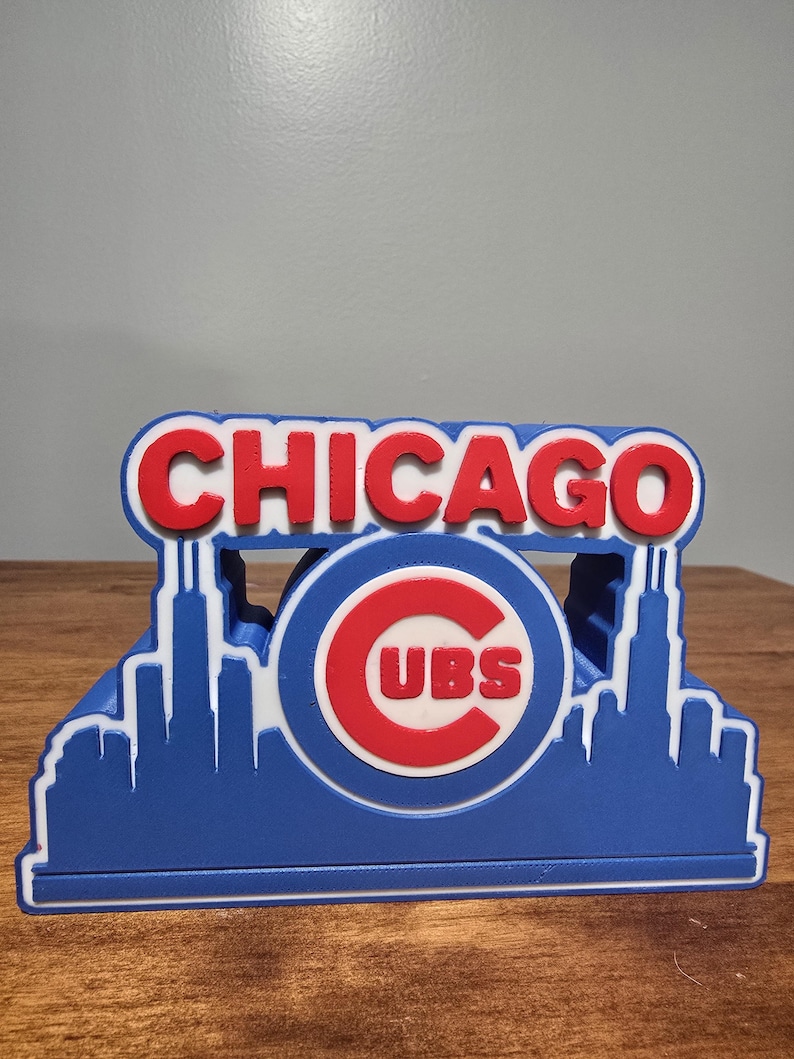 3D Printed Chicago Cubs Desk Sign | Skyline Baseball Fan Decor - Etsy