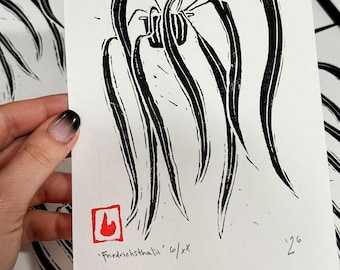 Anthurium Friedrichsthalii Traditional Linocut Artwork - Physical Limited Edition Print