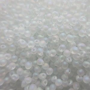 Miyuki Drop Beads - 3.4 mm -  Matte Crystal AB - Select 10, 20 or 30 grams