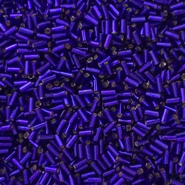 Miyuki Bugle Beads - 3mm - Silverlined Dark Violet - CHOOSE 10, 20 or 30 grams