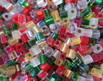 Square Beads 1.8mm Miyuki Square Beads SB18-2651 Fuchsia Lined Aqua 10 grams diy beads