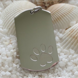 Stainless Steel Paw Print Dog Tag Pendant - 35mm x 21mm - 1 pc