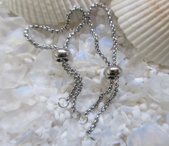 Stainless Steel DIY Box Chain Slider Ring Adjustable Mm