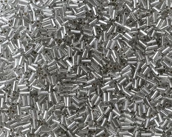 Miyuki Bugle Beads - 3mm - Silver Lined Crystal - CHOOSE 10, 20 or 30 grams