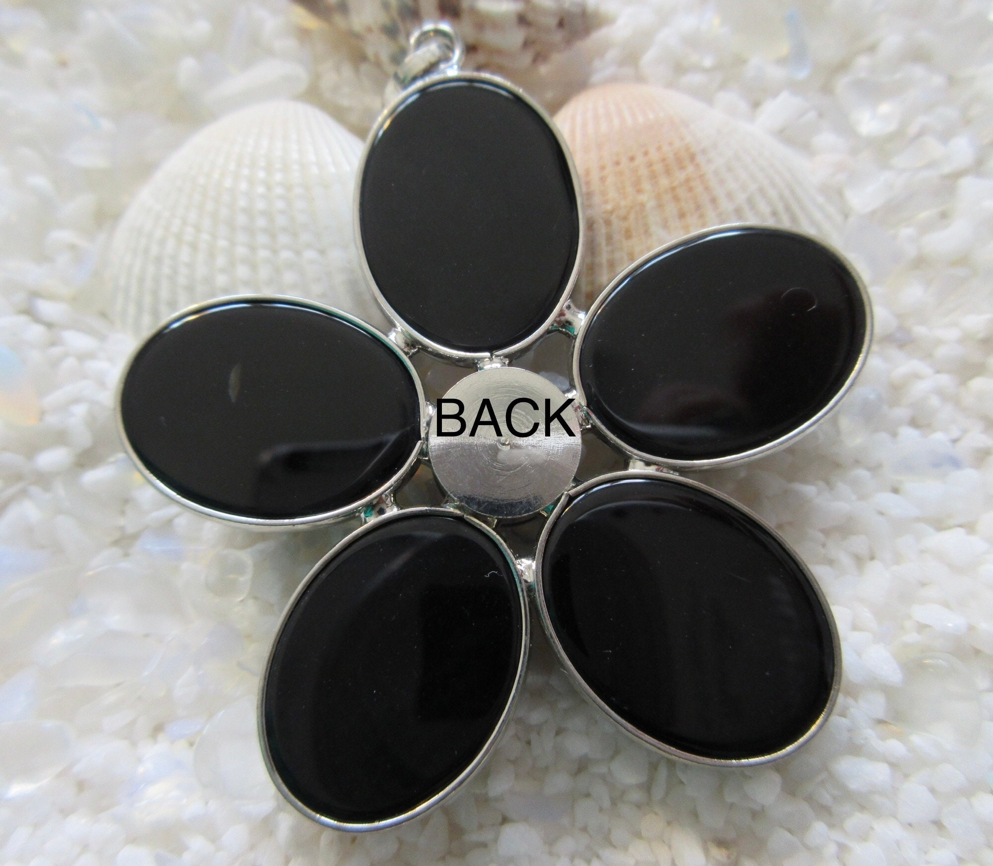 Large Agate Gemstone Flower Pendant - 50mm - Choice of Color