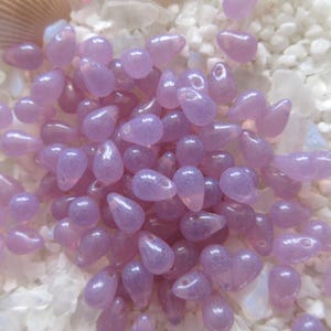 Czech Teardrops - 4x6mm - Translucent Lilac - Select 50 or 100 pcs