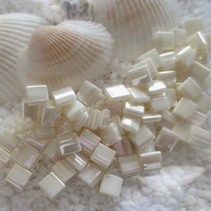 Miyuki Tila Beads - 5mm x 5mm - Antique Ivory Pearl - Choice of 5 or 10 grams