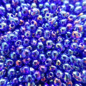 Miyuki Drop Beads - 3.4 mm -  Transparent Cobalt Blue AB - Select 10, 20 or 30 grams