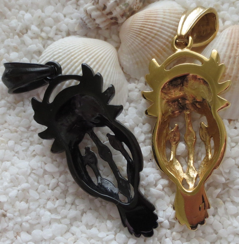 Stunning 316 Stainless Steel Owl Pendant 52mm x 24mm CHOICE of Gold or Black Color 1 pc