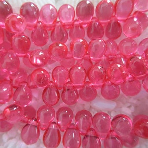 Czech Glass Tear Drop Beads - Rose - 5x7 mm - Select 50 or 100 pcs