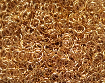 Stainless Steel 18K Gold Plated Jump Rings - 6mm - 21ga - Select 100, 200 or 500 pcs