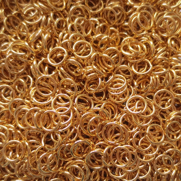 Stainless Steel 18K Gold Plated Jump Rings - 6mm - 21ga - Select 100, 200 or 500 pcs