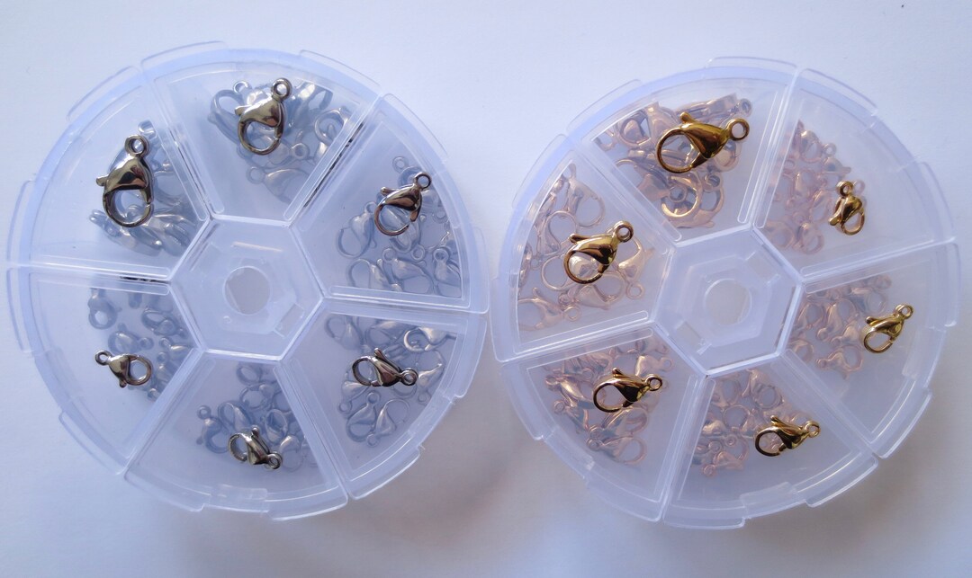 Stainless Steel Lobster Claw Clasps - 1 Container of 60 Pcs - Various ...