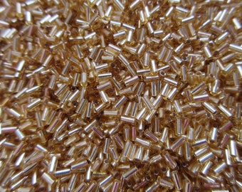 Miyuki Bugle Beads - 3mm - Silver Lined Gold - CHOOSE 10, 20 or 30 grams